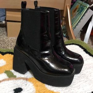 Faux Snakeskin Platform Boots